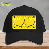 Yellow White Polka Dot Center Hearts Novelty License Plate Hat Cotton / Black