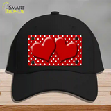 Red White Polka Dot Center Hearts Novelty License Plate Hat Cotton / Black