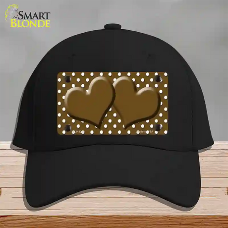 Brown White Polka Dot Center Hearts Novelty License Plate Hat Cotton / Black