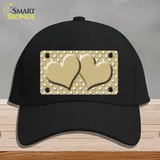 Gold White Polka Dot Center Hearts Novelty License Plate Hat Cotton / Black