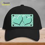 Mint White Polka Dot Center Hearts Novelty License Plate Hat Cotton / Black