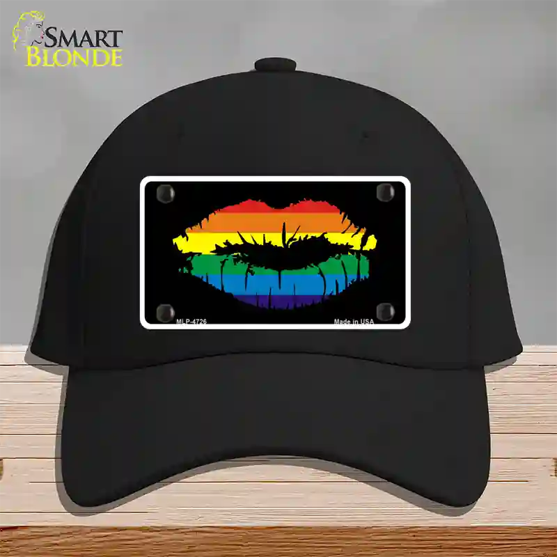 Lips Novelty License Plate Hat Cotton Black