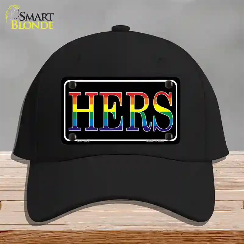 Hers Rainbow Novelty License Plate Hat Cotton Black