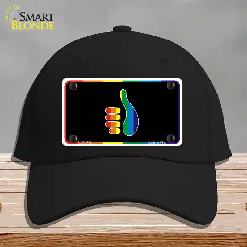 Thumbs Up Novelty License Plate Hat Cotton Black