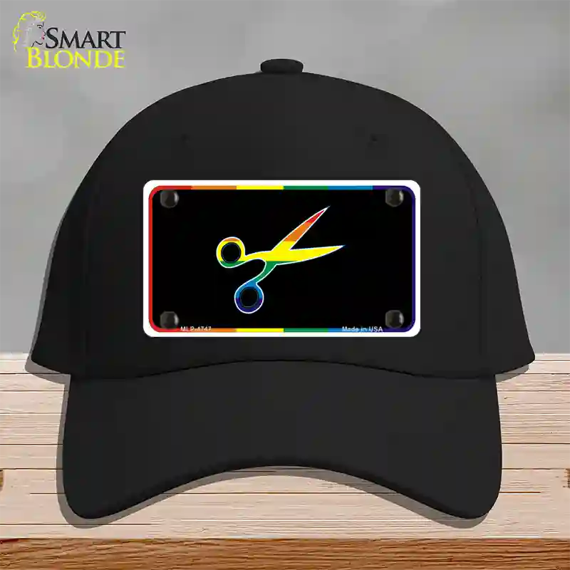 Scissors Novelty License Plate Hat Cotton Black