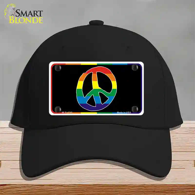 Peace Sign Novelty License Plate Hat Cotton Black