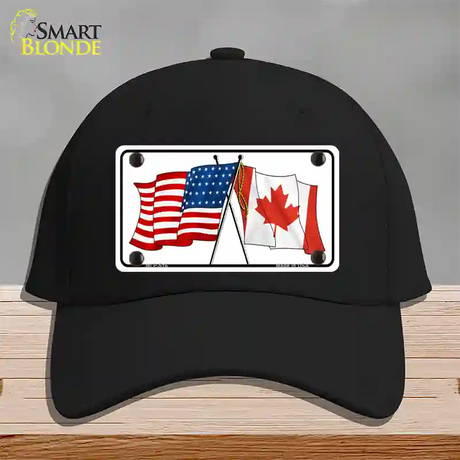 United States Canadian Flag Novelty License Plate Hat Cotton / Black