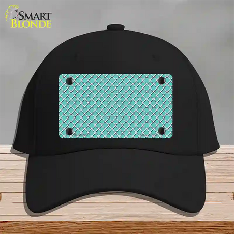 Tiffany Blue White Quatrefoil Novelty License Plate Hat Cotton / Black