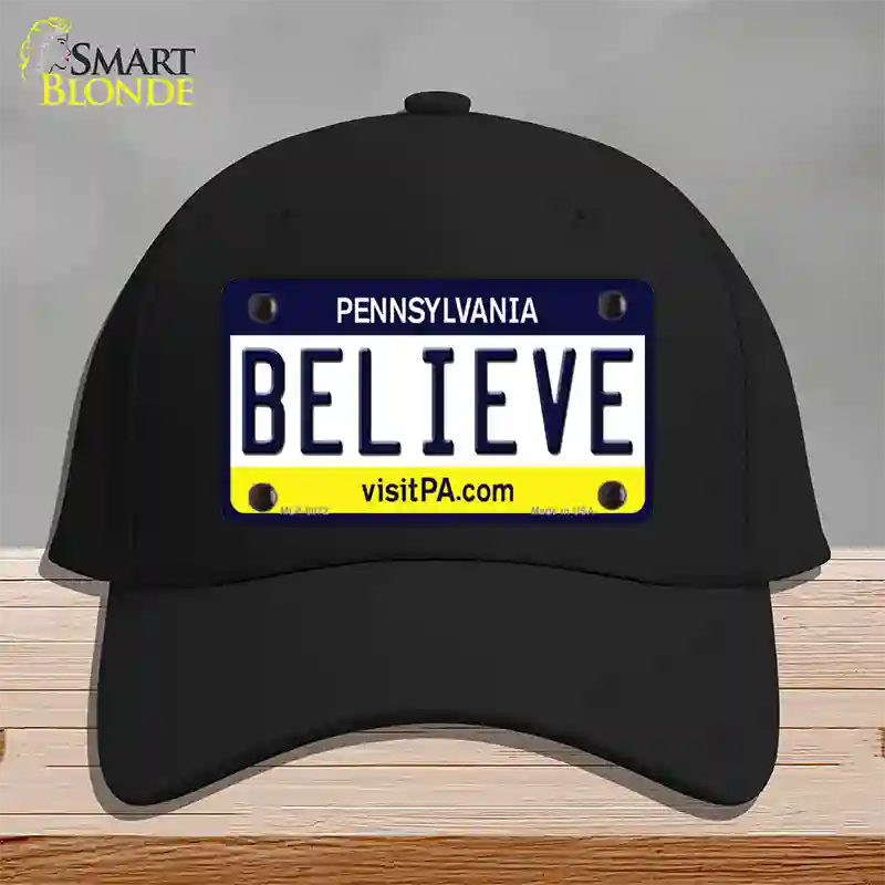 Believe Pennsylvania State Novelty License Plate Hat Cotton / Black