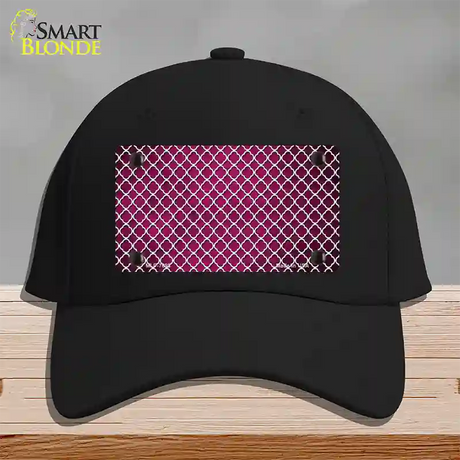 Pink White Quatrefoil Oil Rubbed Novelty License Plate Hat Cotton / Black