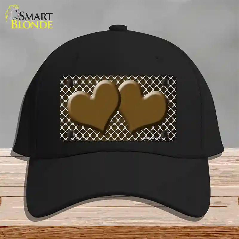 Brown White Quatrefoil Hearts Oil Rubbed Novelty License Plate Hat Cotton / Black