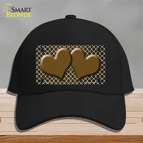 Brown White Quatrefoil Hearts Oil Rubbed Novelty License Plate Hat Cotton / Black