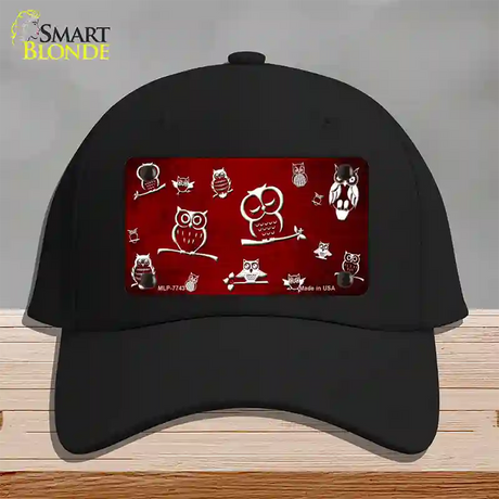 Red White Owl Oil Rubbed Novelty License Plate Hat Cotton / Black