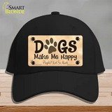 Dogs Make Me Happy Novelty License Plate Hat Cotton / Black