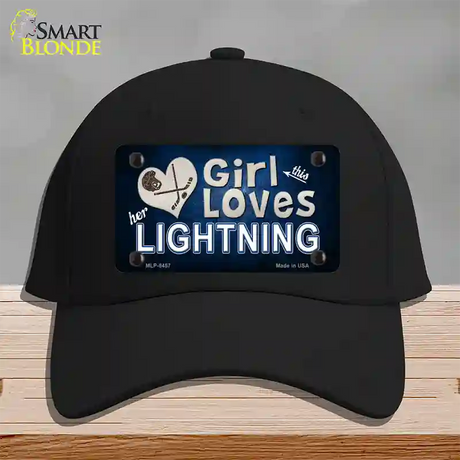 This Girl Loves Her Lightning Novelty License Plate Hat Cotton / Black