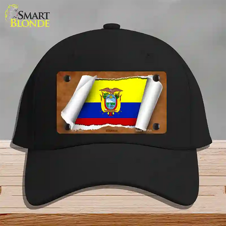 Ecuador Flag Scroll Novelty License Plate Hat Cotton / Black