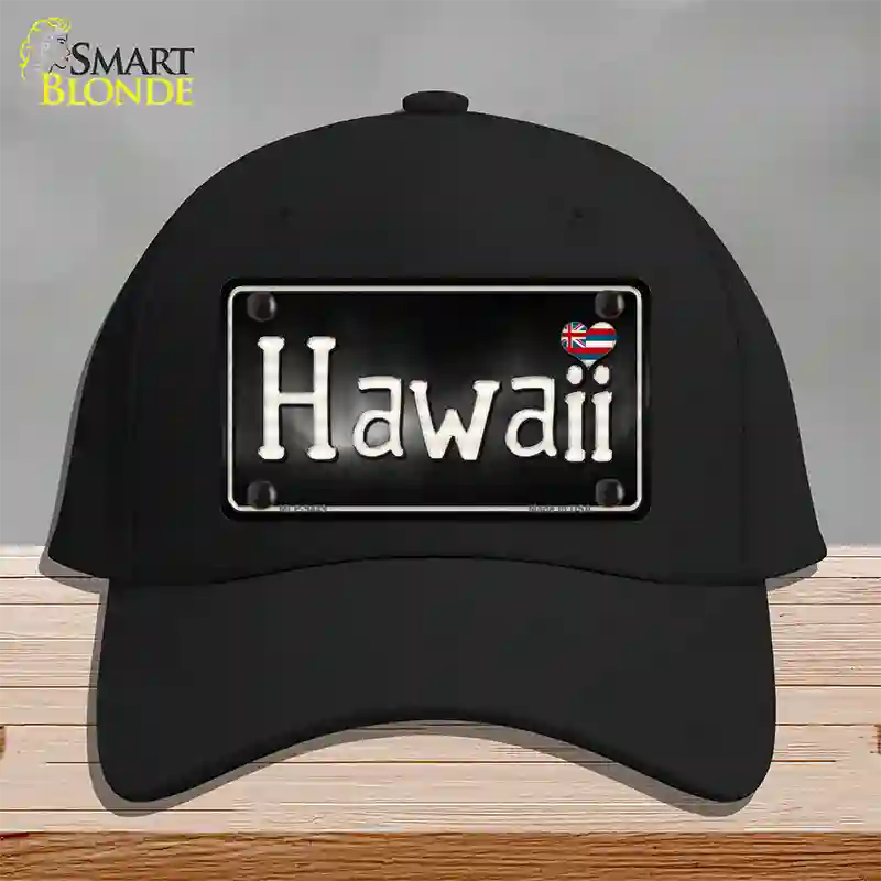 Hawaii Flag Script Novelty License Plate Hat Cotton / Black