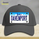 Davenport Iowa Novelty License Plate Hat Cotton / Charcoal
