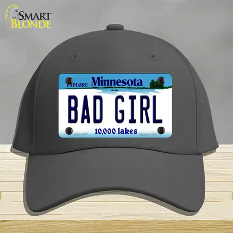 Bad Girl Minnesota State Novelty License Plate Hat Cotton / Charcoal