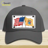 New Jersey Crossed US Flag Novelty License Plate Hat Cotton / Charcoal
