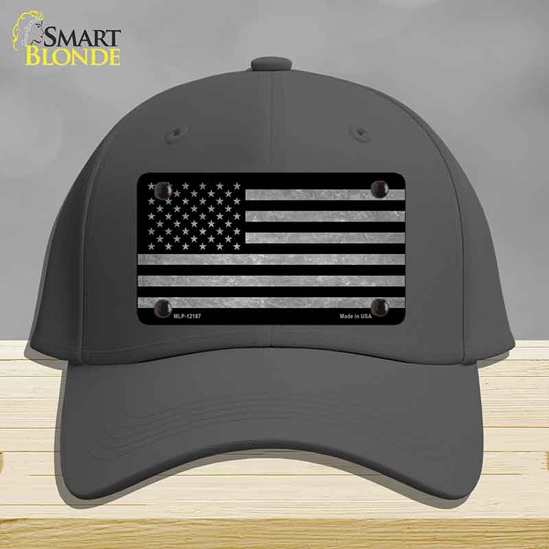 American Flag Black and Gray Novelty License Plate Hat Cotton Charcoal