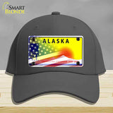 Alaska with American Flag Novelty License Plate Hat HAT-MLP-12330