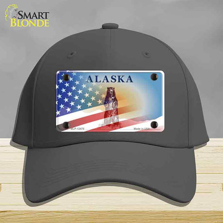 Alaska Bear with American Flag Novelty License Plate Hat HAT-MLP-12478