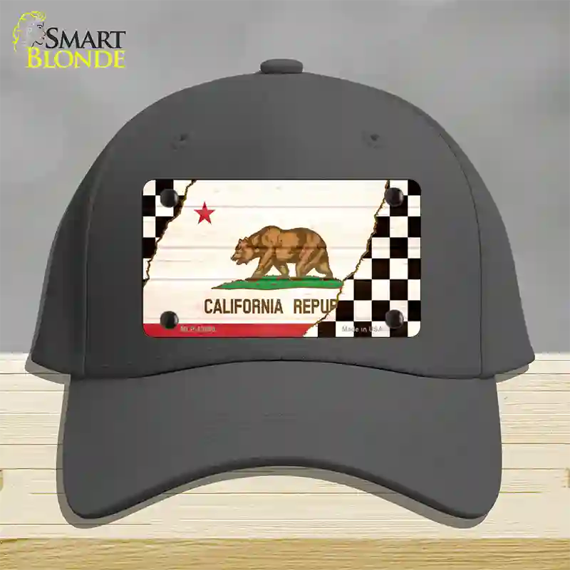 California Racing Flag Novelty License Plate Hat Tag Cotton Charcoal