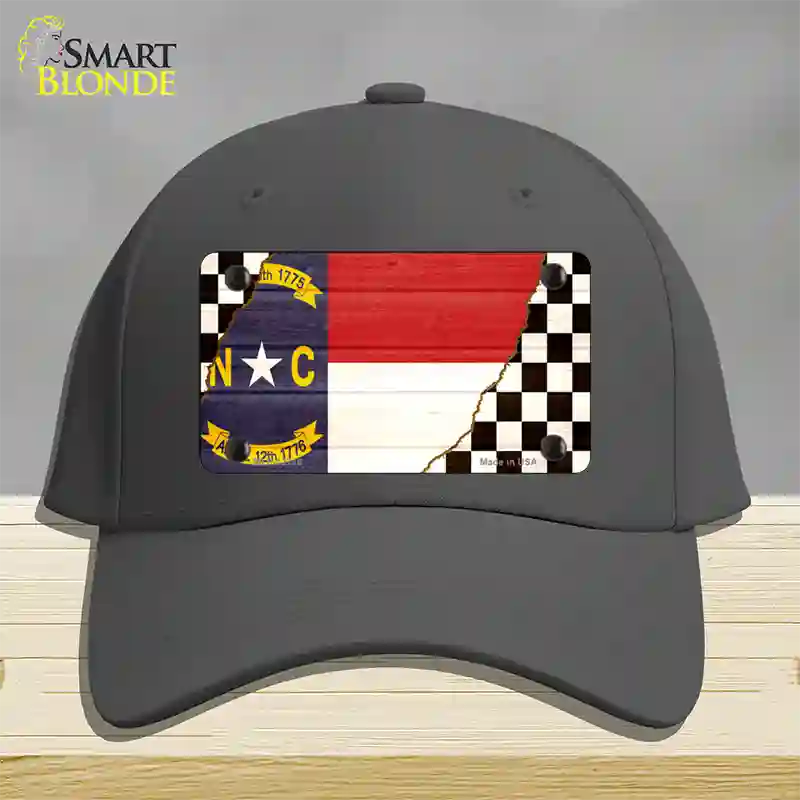 North Carolina Racing Flag Novelty License Plate Hat Tag Cotton Charcoal