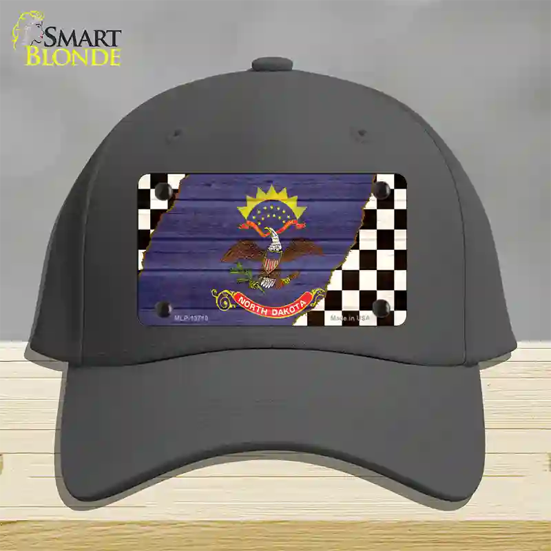 North Dakota Racing Flag Novelty License Plate Hat Tag Cotton Charcoal