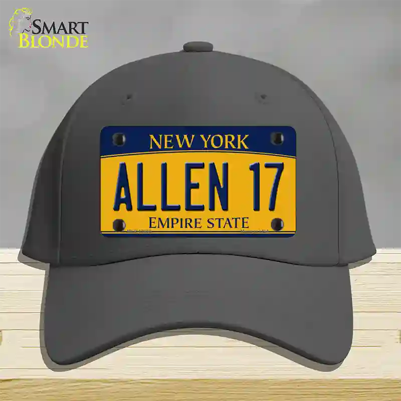 Allen 17 New York Novelty License Plate Hat Tag Cotton Charcoal