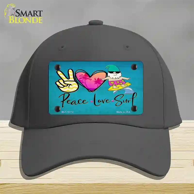 Peace Love Surf Novelty License Plate Hat Cotton / Charcoal