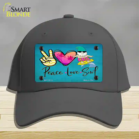 Peace Love Surf Novelty License Plate Hat Cotton / Charcoal