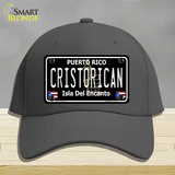 Cristorican Puerto Rico Black Novelty License Plate Hat Cotton / Charcoal