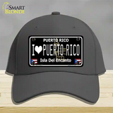 I Love Puerto Rico Black Novelty License Plate Hat Cotton / Charcoal