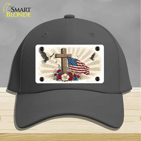 Eagle Flag and Cross Novelty License Plate Hat HAT-MLP-14510