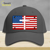 American Flag with Cross Novelty License Plate Hat HAT-MLP-14518