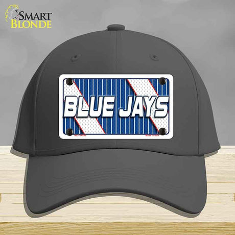 Black cap with 'Blue Jays' license plate design on a gray background