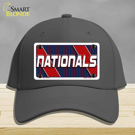 Gray cap with 'NATIONALS' license plate design on a gray background