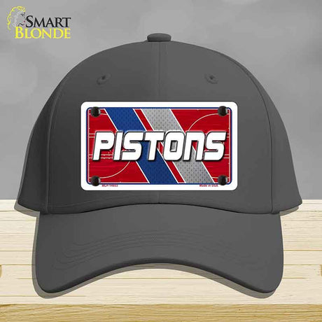 Gray cap with 'PISTONS' logo on a gray background
