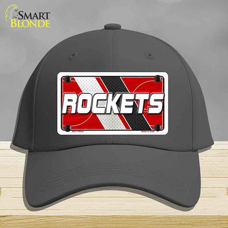 Black cap with 'ROCKETS' license plate design on a gray background