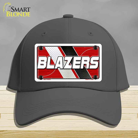 Black cap with 'BLAZERS' design on a gray background