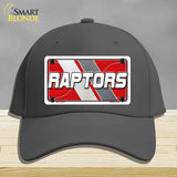 Black cap with a 'Raptors' license plate design on a gray background