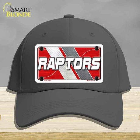 Black cap with a 'Raptors' license plate design on a gray background