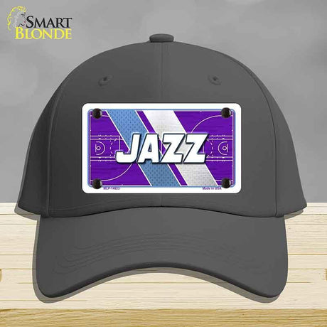 Black cap with a 'Jazz' design on a gray background