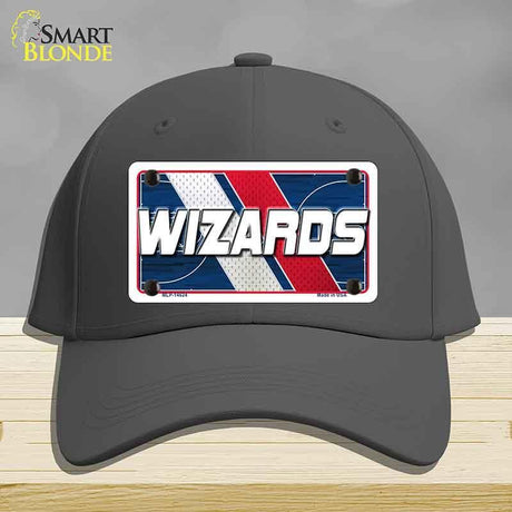Gray cap with a 'Wizards' license plate design on a gray background