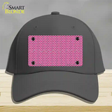 Pink White Chevron Novelty License Plate Hat Cotton / Charcoal