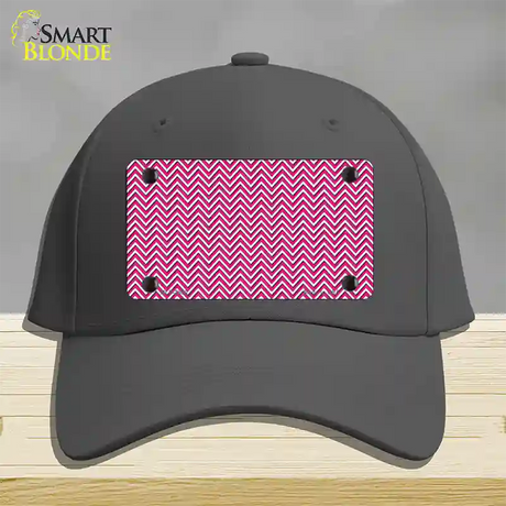 Pink White Chevron Novelty License Plate Hat Cotton / Charcoal
