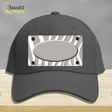 Grey White Zebra Grey Center Oval Novelty License Plate Hat Cotton / Charcoal