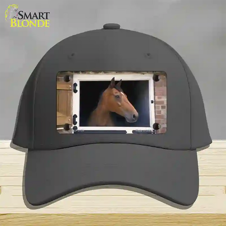 Horse In Barn Novelty License Plate Hat Cotton / Charcoal